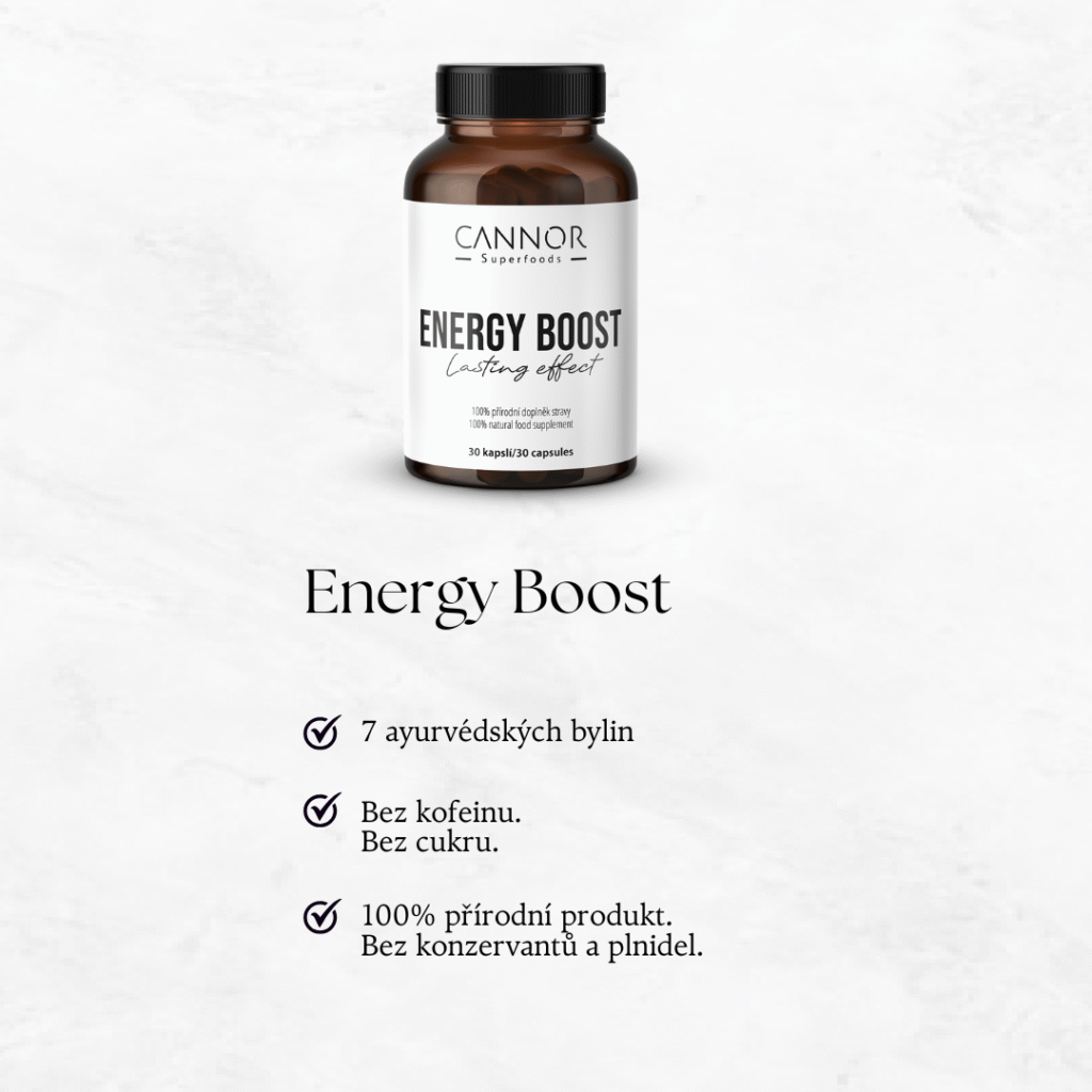 Energy Boost, doplněk stravy na energii, dlouhotrvající energie, přírodní doplněk stravy Cannor Praha