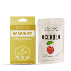 Balíček imunita: acerola (vitamín C) + přírodní náplasti na imunitu, Cannor